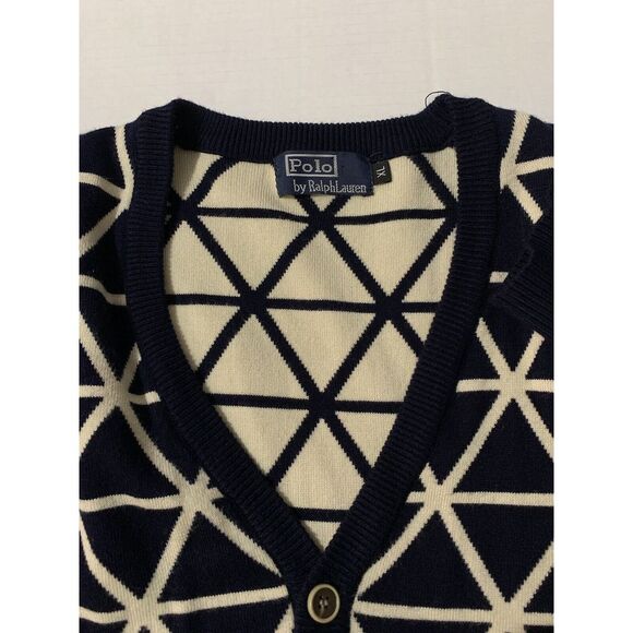 Polo Ralph Lauren Geometric Cardigan Sweater Women's Small Youth XL Dual Layer - Picture 12 of 12